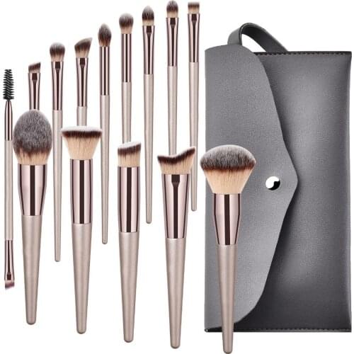 10/14PCS Champagne Professional Makeup Brushes Set for Cosmetics Foundation Powder Liquid Eye Shadow Eyebrow Lip Brush Kit Tools