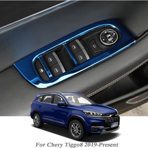 4pcs For Chery Tiggo 8 2019-Present Car Styling Internal Door Window Lift Switch Sequin Sticker Interior Frame Auto Accessory
