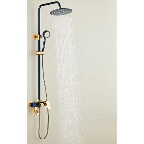 European-style antique shower head household space aluminum shower blue and gold bathroom shower head set rain shower head