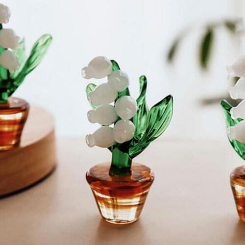 Glass Practical Potted Flower Figurine Portable Potted Plant Statue Handicraft for Shelf
