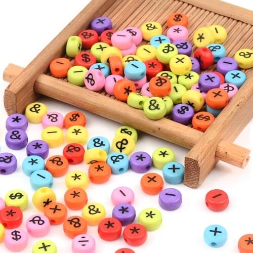 Mixed Symbol Pattern Acrylic Beads Round Flat 4X7mm Loose Spacer Beads For Jewelry Making Handmade Diy Bracelet Necklace