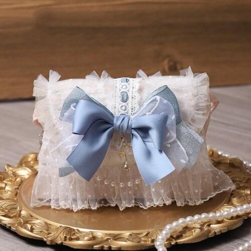 Lolita Princess Bag Pearl Chain Multicolor Cute Bowknot Girl Gentle Vintage Lace Fairy Elegant Messenger Handbag Cosplay Cos