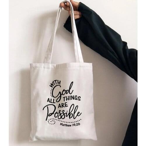 Way Maker Miracle Worker My God Women Shopping Tote Bag White Canvas Bags Fashion Eco Reusable Bags Travel Female Shopper Totes