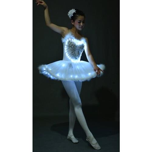 LED light Swan Lake Noctilucan Light LED ballet skirt Adult children fluffy fluorescent performance clothing Dance Costume