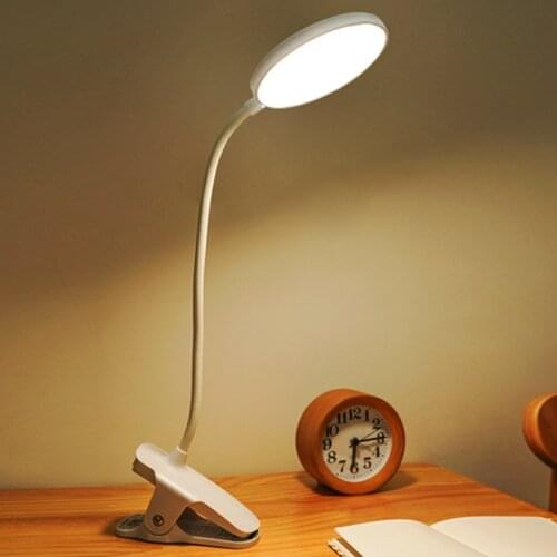 LED Task Lamp Clip USB Powered With Rechargeable Flexible Gooseneck Light Color Changeable Dimmable Flicker Free Desk Lamp