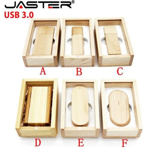 JASTER USB 3 Lanyard Wooden USB Flash Drive red wood pendrive 4GB 8GB 16GB 32GB bamboo Memory Stick logo engraving wedding gifts