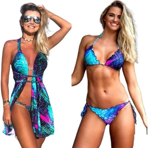 2021 Summer New Fashion Sexy Mermaid Print Bikini Two-piece Suit Swimsuit Beach Women Swimming Suit
