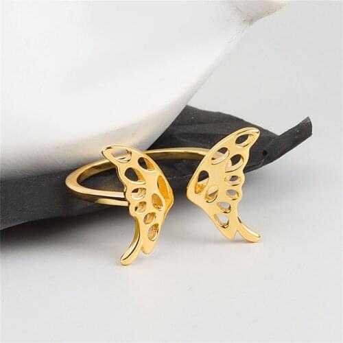 VENTFILLE 925 Sterling Silver Personalized Hollow Butterfly-shaped Temperament Ring