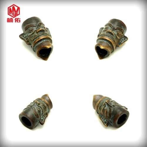 1 Pcs Hand Carved EDC Umbrella Rope Knife Beads Bronze Series Samsung Pile Copper People Manual DIY Hanging Beads Ornaments