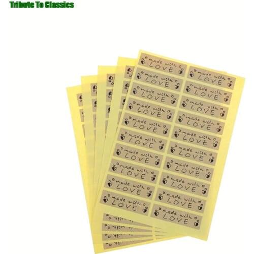 100pcs/5 sheets Made With Love Hand Made Labels Packaging Point Sticker Kraft Sealing Stickers DIY Paper Crafts