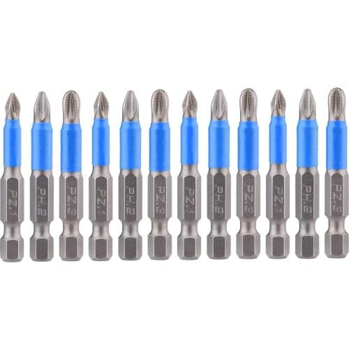 12pcs Bit Cross Hand Electric Drill Nut Shank Impact Self-locking Handle Steel Hexagon Rod Hex Power Screwdriver Socket Adapter