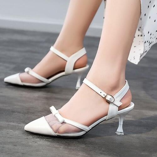 2021 Ladies sandals High Heels Summer Woman Pumps Strap Ankle Sexy Party Dress White black Office Ladie Dress Shoe