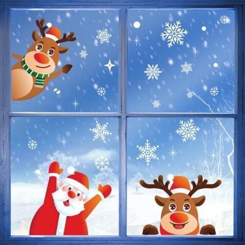 2021 Merry Christmas Wall Stickers Christmas Decorations For home Wall Glass Stickers New Year Home Decals Decoration Murals