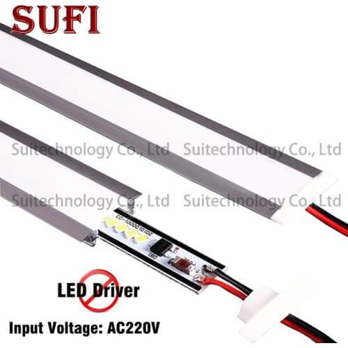 6pcs/lot LED Bar Light AC220V 30cm 50cm 60cm embedded led rigid strip built in LED aluminum profile Tubes For showcase cabinet