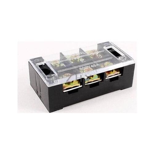 600V 45A Dual Rows 3P 3 Positions Covered Barrier Screw Terminal Block