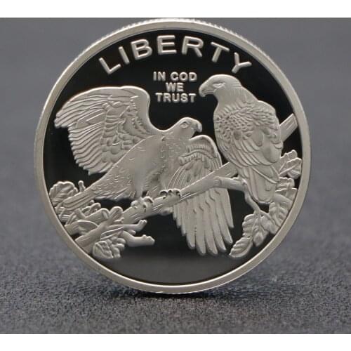 American Animal Carved Silver Plated Collectible Commemorative Coin Animal Double Eagle Lucky Silver Coin Challenge Coin