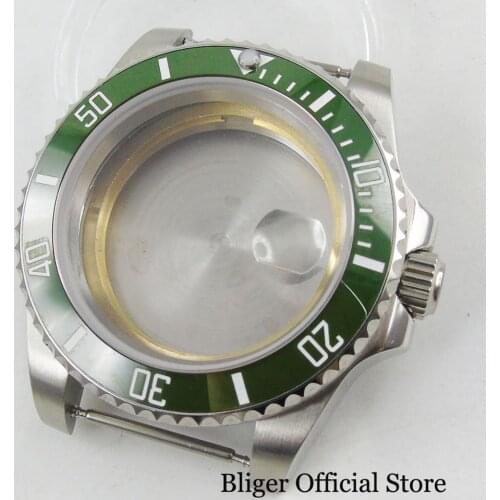 Stainless Steel 40mm Watch Case With Green Ceramic Bezel Sapphire Glass Fit for ETA 2836 MIYOTA Movement