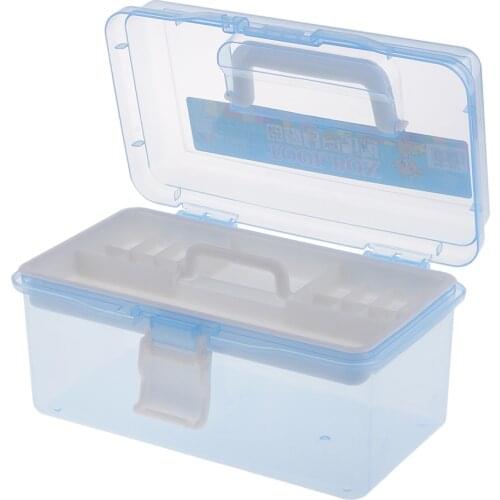 2 Layer Sewing Thread Painting Tool Medicine Storage Case Organizer Box Blue