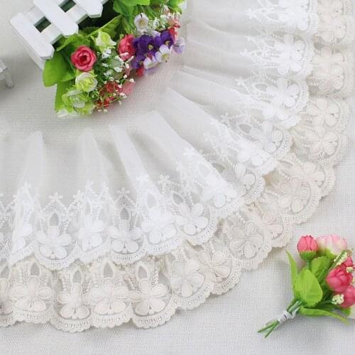 Pure white cotton lace trim accessories lace hem decoration network of yarn embroidery skirt fabric quality
