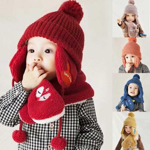 Unisex Kids Winter Warm Cartoon Fox Rabbit Pattern Hat Cap with Ear Protection Ear Warmers Health Care