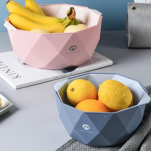 Double-layer Plastic Drain Basket Vegetables Fruit Rice Strainer Wash Colander