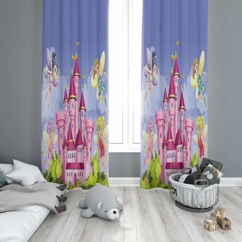 Else Carpet Pink Castle Girl 'S Room Modern 3D Pattern Backdrop Curtain