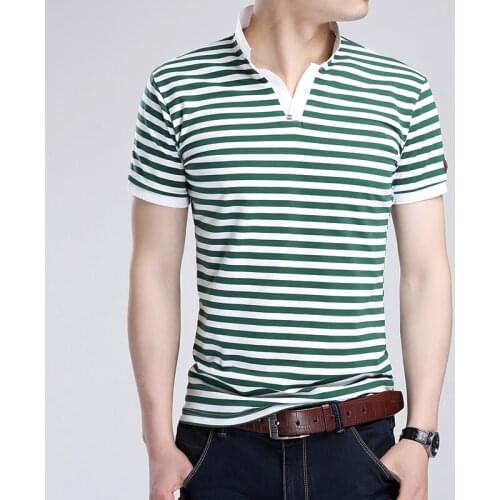 2017 New Summer Fashion Classic Striped Mens T Shirt Short Sleeve Slim Fit Tops Tees Casual Mens 100% Cotton T Shirts