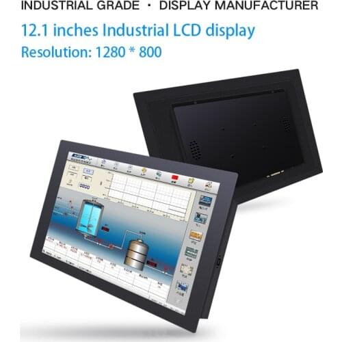 IPS Screen 12.1 Inch Industrial Lcd Monitors Not Touch Screen Portable Monitor VGA HDMI BNC TV Buckles Mounting 12" monitor
