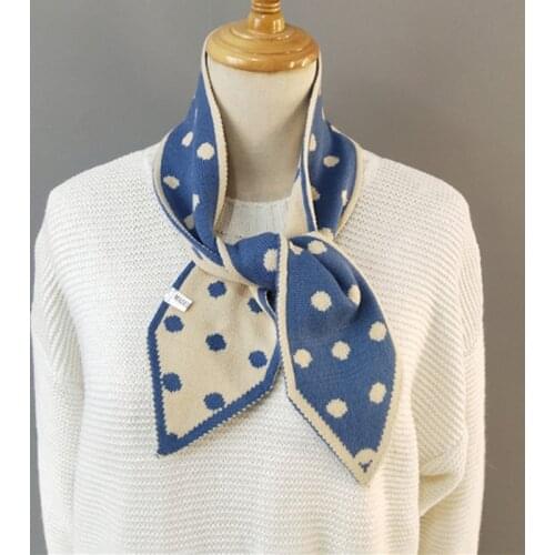 Korean Winter Wool Elastic Dot Bowknot Cross Warm Scarf Female Double Layer Knit Soft False Collar Neck Guard Scarve O54