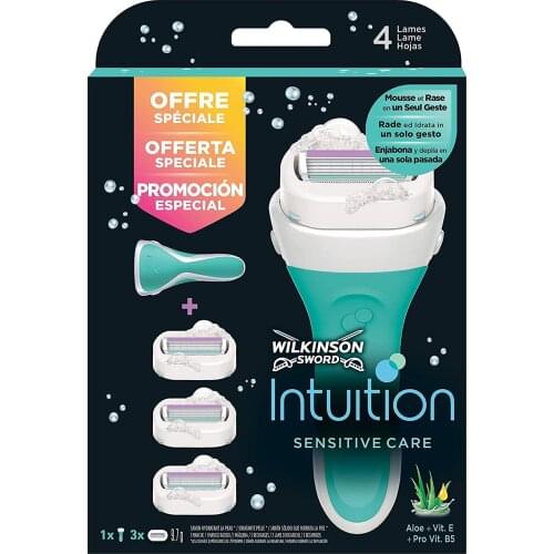 Wilkinson Sword Pack Intuition Sensitive Care-razor hair removal and enjabonadora female Intuition + 3 blades