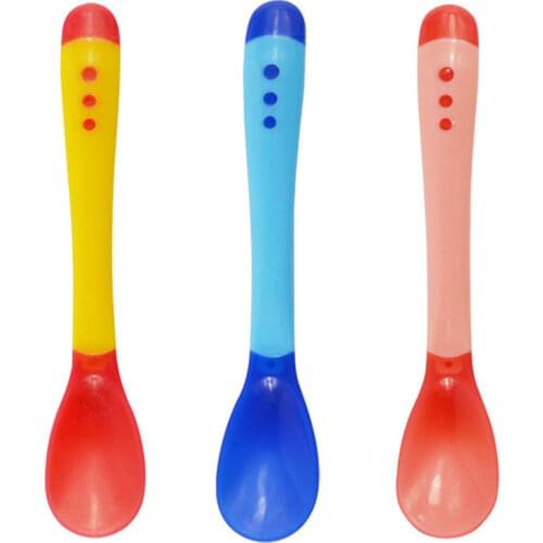 3Pcs/lot Temperature Sensing Spoon for Baby Safety Infant Feeding Spoons Kids Children Boy Girl Toddler Flatware Drop Shipping
