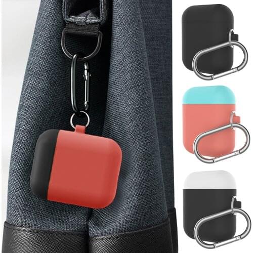 Besegad Fashion Silicone Shock Proof Protective Case Holder Shell Cover with Carabiner for Apple AirPods Air Pods Accessories