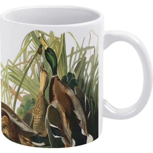 Mallard Duck-John James Audubon White Mug Coffee Mugs Girl Gift Tea Milk Cup Mugs John James Audubon Audubon Birds America Flora