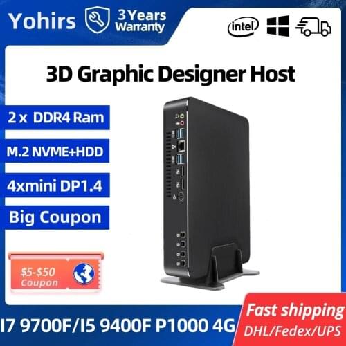 Powerful Mini Game Computer Core i9 9900 GPU Quadro P1000 4G P620 Mini DP HD2.0 4K Output for High Performance Data Processing