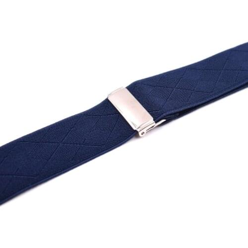 Men Y-Shape Solid Or Dot Suspender Non-Slip 6 Clips Elastic Adjustable Braces