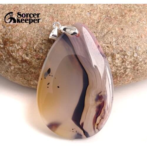 Men Jewelry Dendritic Moss Onyx Necklace Pendants Gem Stone Slide Natural Stone Pendant Healing Reiki Men Woman Gifts BA626