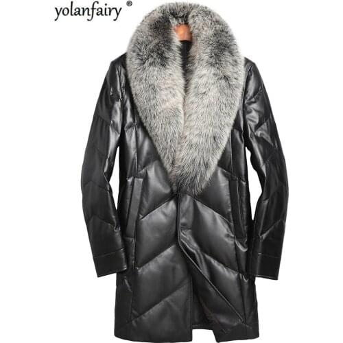 Genuine Leather Jacket Men Down Jackets 2020 Winter Jacket Men Fox Fur Collar Sheepskin Coat Plus Size P-13-16188-1 MY1579