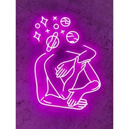 Custom Space Hug Led Neon Sign Light Decor Indoor Wall Hanging Girl Gift Birthday Party Home Room Bedroom Decoration