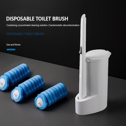 Disposable Cleaning Brush Long Handle No Dead Corner Cleaning Brush Toilet Brush Holder With Cleaning System For Bathroom Toilet