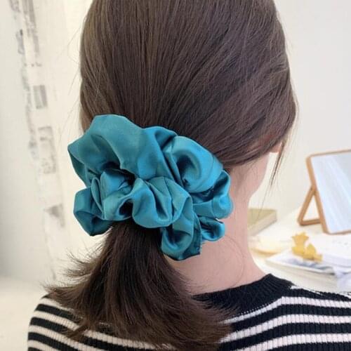 Autumn Winter Silk Big Elastic Hair Bands Scrunchies Vintage Solid Color Headbands Hair Accessories
