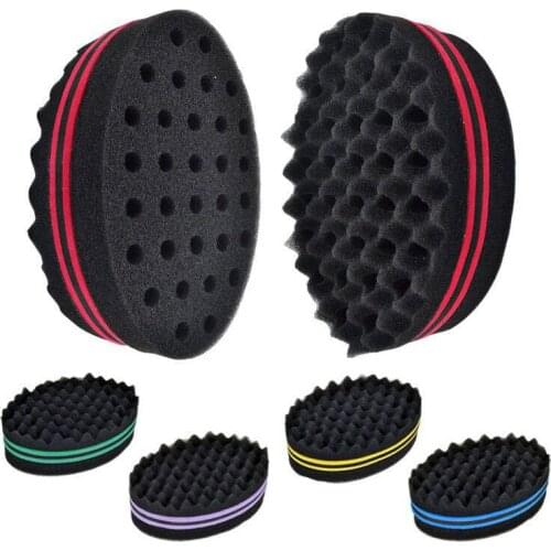 Oval Double Sided Multi-Holes Magic Twisted Sponge Hairbrush Afro Coil Wave Dread Sponge Brushes Hair Styling Tools
