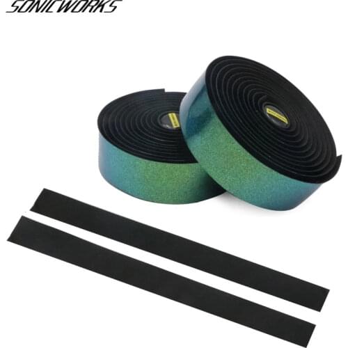 Bike Handlebar Strap Bicycle Anti-slip Bar Tape Riding Chameleo Damping Shockproof Cycling EVA PU Handle Bar Tape Wrap End Plug