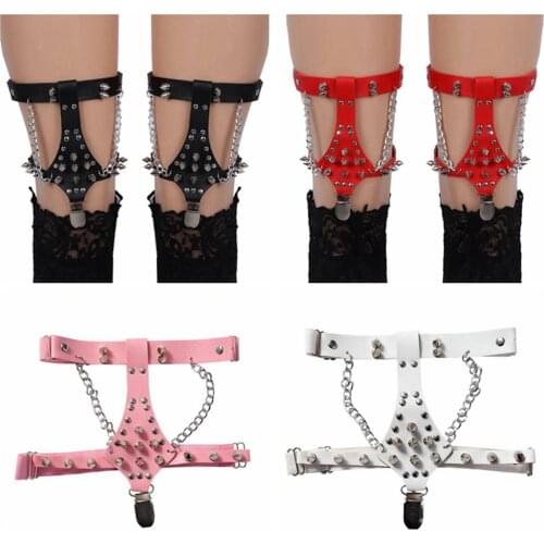 Punk Gothic Style Harness Belt Rivet Metal Chain Accessories Stocking Garters Pole Dance Club Carnival Women Sexy Lingerie