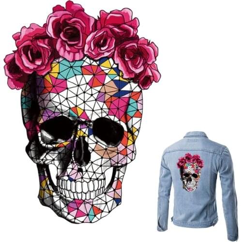 Rose Skull Iron On Patch A-Level Washable 2018 New Easy Print By Household Irons T-Shirt Diy Decoration Parches Ropa Applique