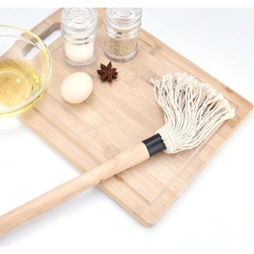 Grill Basting Brush BBQ Mop Brush Professional Barbecue Brush Mop Style Cotton Fiber Head and Natural Hardwood Handle Bbq Tools