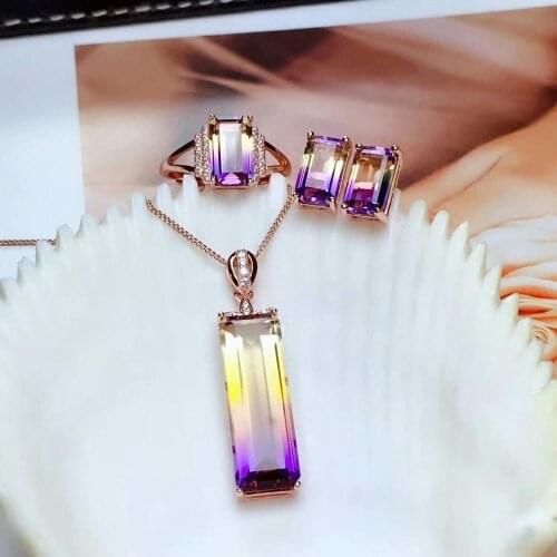 Shilovem 925 sterling silver piezoelectric ametrine pendants rings earrings fine Jewelry send necklace classic mtz06100824agzj