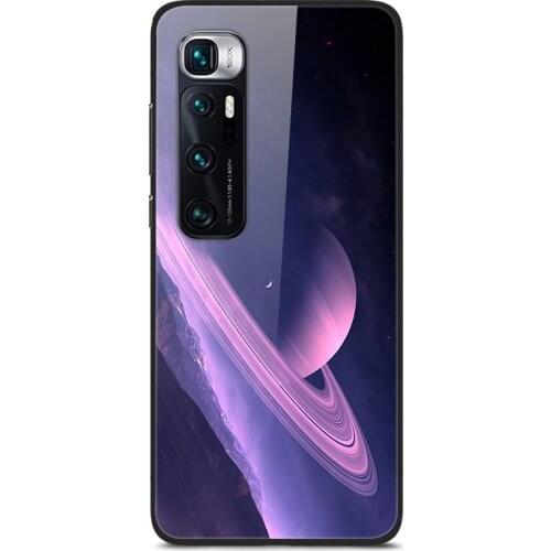 Glass Case For Xiaomi 10 Ultra Phone Case Phone Cover Phone Cell Back Silicone Bumper Star Sky Pattern