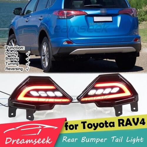 LED Reflector Rear Bumper Tail Light for Toyota RAV4 XA40 2016 2017 2018 Brake Lamp with Dynamic Sequential Turn Signal Smoke