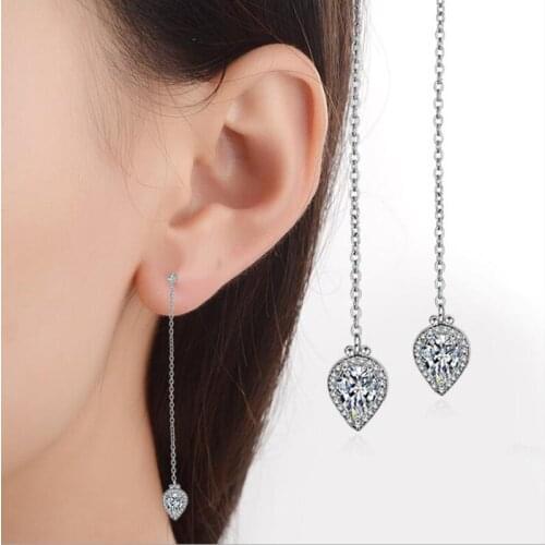 KOFSAC Exquisite Crystal Zircon Lovely Girl Long Tassel Earring New Fashion 925 Sterling Silver Earrings For Women Fine Jewelry