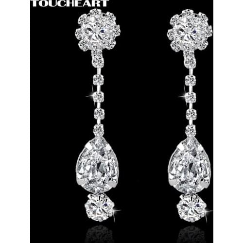 TOUCHEART Fashion Silver Color luxury brand Earrings For Women Jewelry Long Austrian Crystal Wedding Drop DIY Earrings SER140279